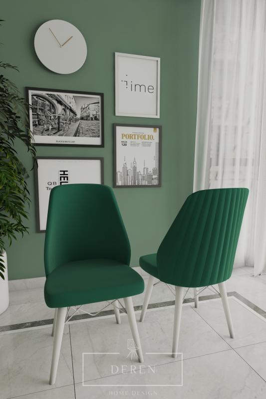 Mabel Serisi 6 Adet Yeşil Mutfak ve Salon Sandalyesi