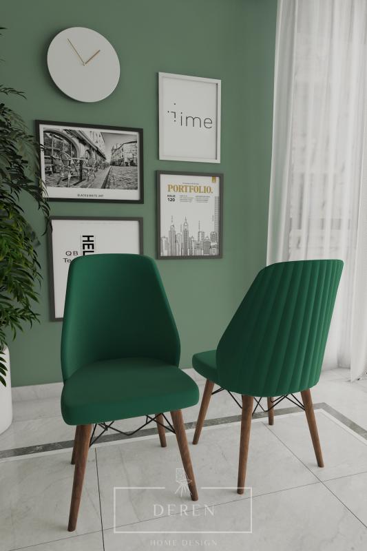 Mabel Serisi 6 Adet Yeşil Mutfak ve Salon Sandalyesi