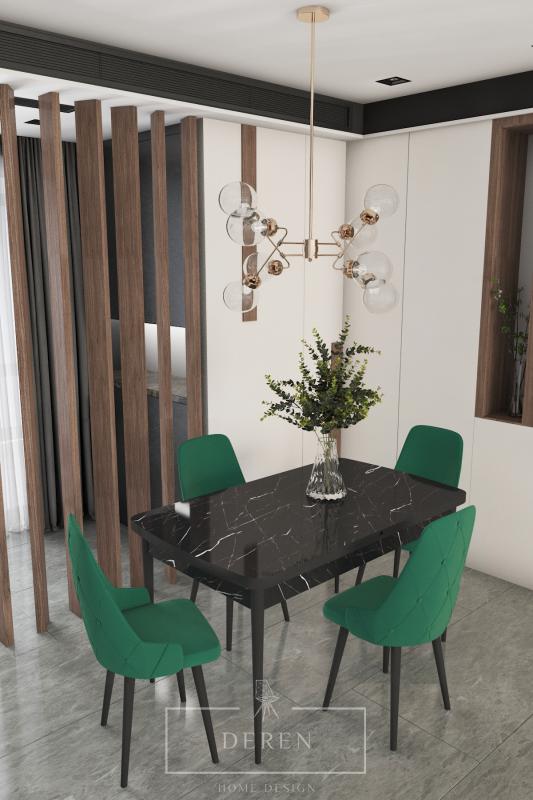 Vanessa Serisi Mutfak ve Salon Masa Takımı + 4 Adet Yeşil Sandalye
