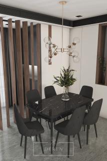 Luna Serisi, 80x132 Açılabilir Mdf Mutfak Ve Yemek Masası Takımı + 6 Adet Sandalye