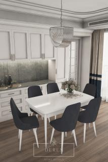Prestij Serisi Mutfak ve Salon Masa Takımı + 6 Adet Füme Sandalye