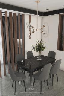 Prestij Serisi Mutfak ve Salon Masa Takımı + 6 Adet Yeşil Sandalye